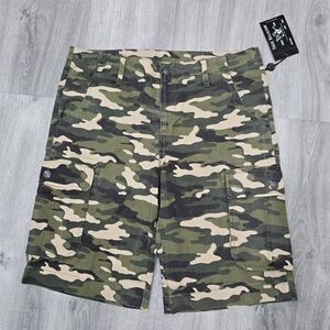 True Religion Green Camouflage Cargo Shorts